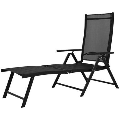  Black Aluminium Folding Sun Lounger