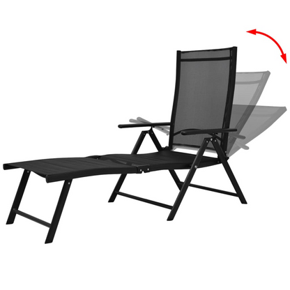  Black Aluminium Folding Sun Lounger