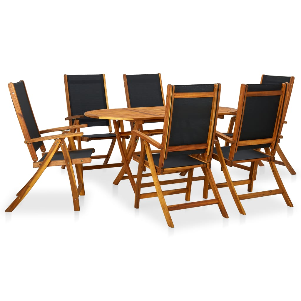 7 Piece Solid Acacia Wood Outdoor Dining Set 