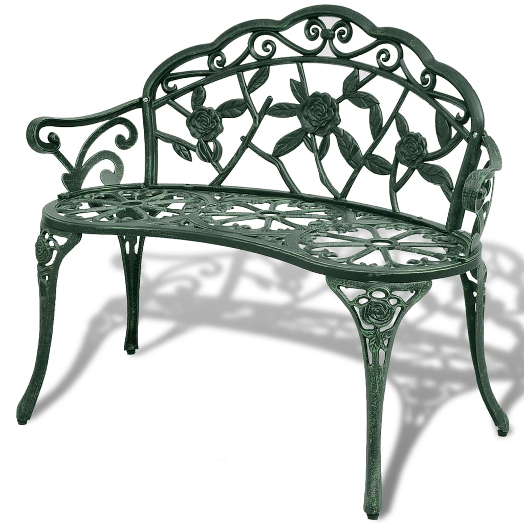 Green Cast Aluminium Garden Bench 100 cm