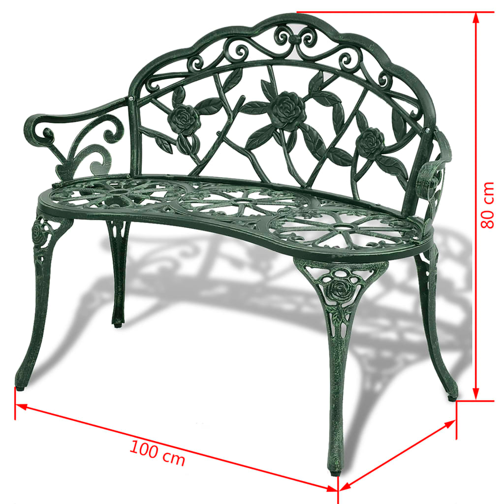 Green Cast Aluminium Garden Bench 100 cm