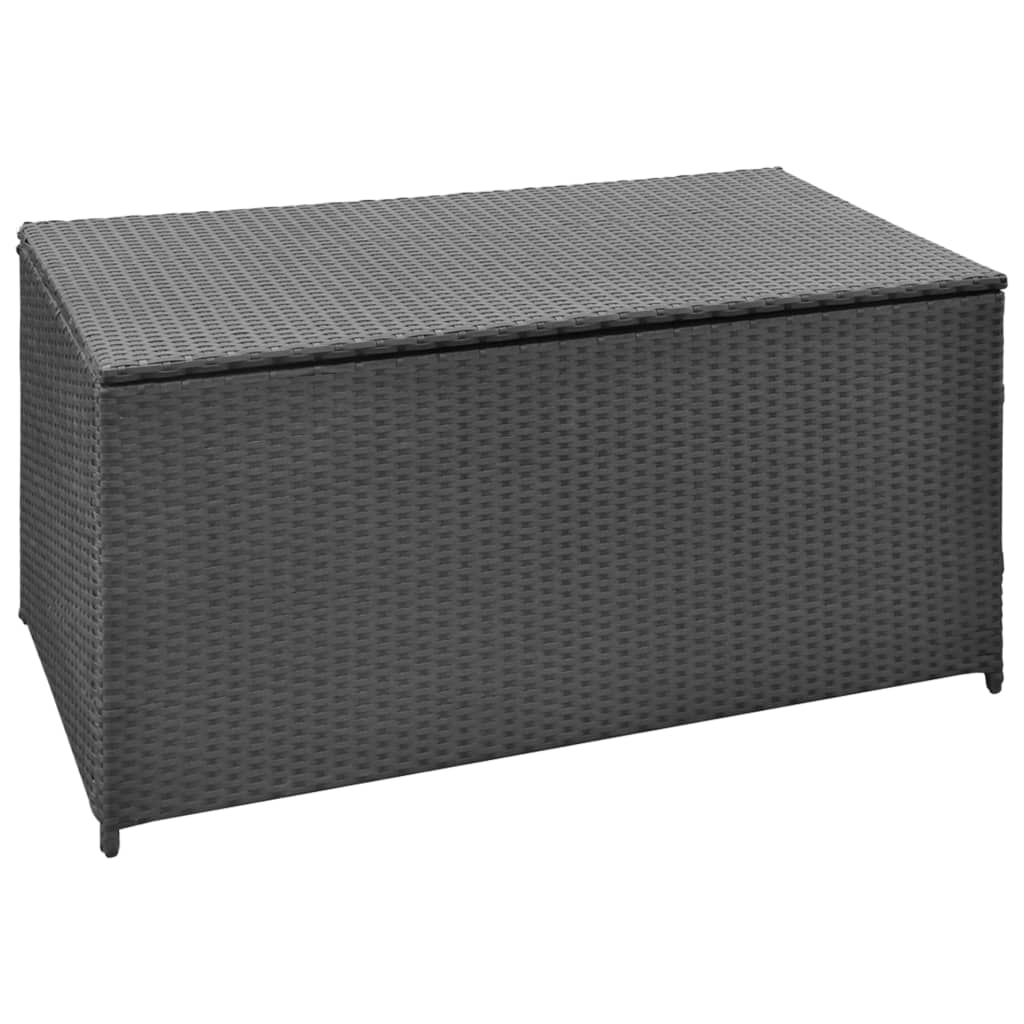  Black Poly Rattan Garden Storage Box 120x50x60 cm