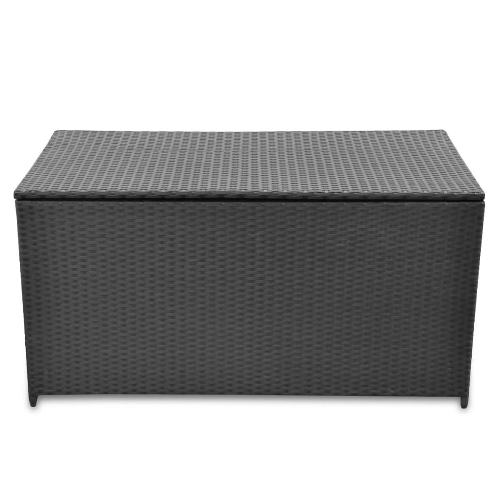  Black Poly Rattan Garden Storage Box 120x50x60 cm