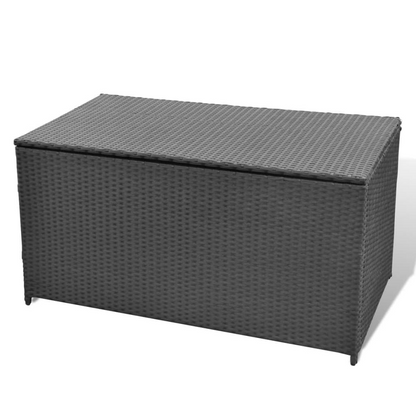  Black Poly Rattan Garden Storage Box 120x50x60 cm