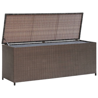  Brown Poly Rattan Garden Storage Box 120x50x60 cm