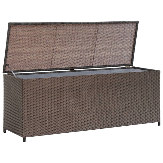  Brown Poly Rattan Garden Storage Box 120x50x60 cm