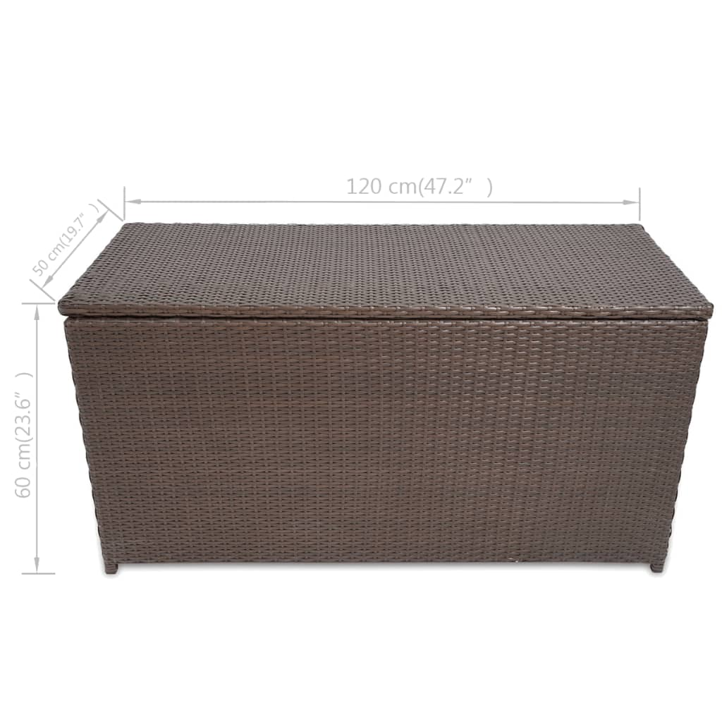  Brown Poly Rattan Garden Storage Box 120x50x60 cm