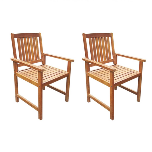 Solid Acacia Wood Brown Garden Chairs 2 pcs 