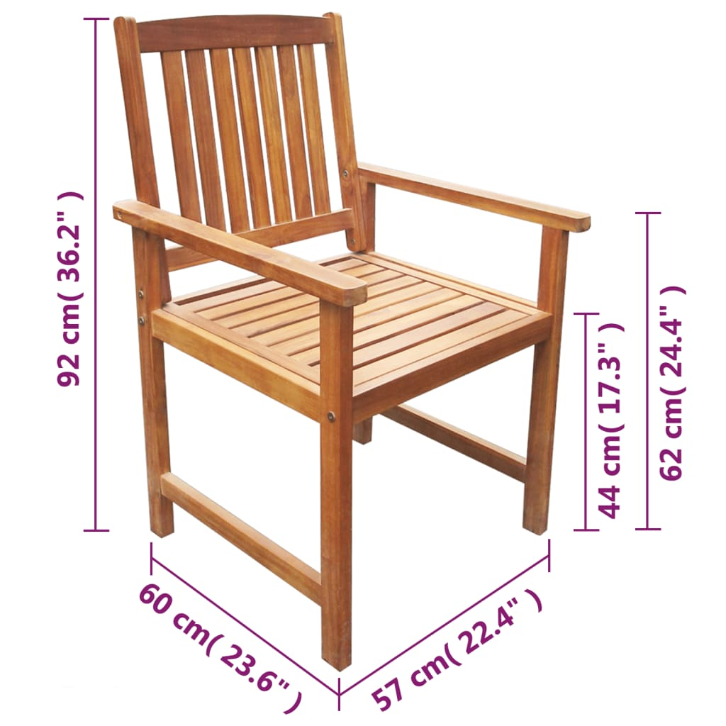 Solid Acacia Wood Brown Garden Chairs 2 pcs 