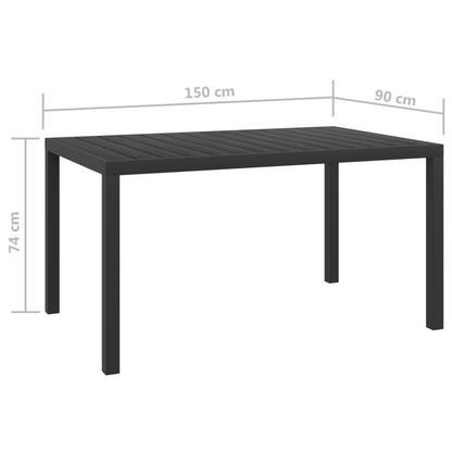 Aluminium and WPC Garden Table Black 150x90x74 cm