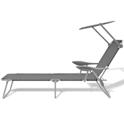 Grey Sun Lounger with Canopy