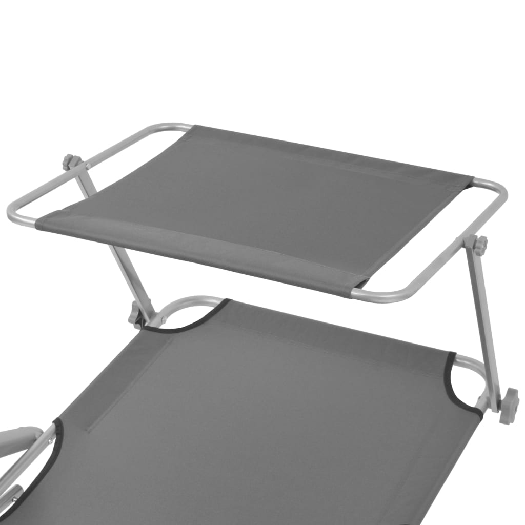 Grey Sun Lounger with Canopy