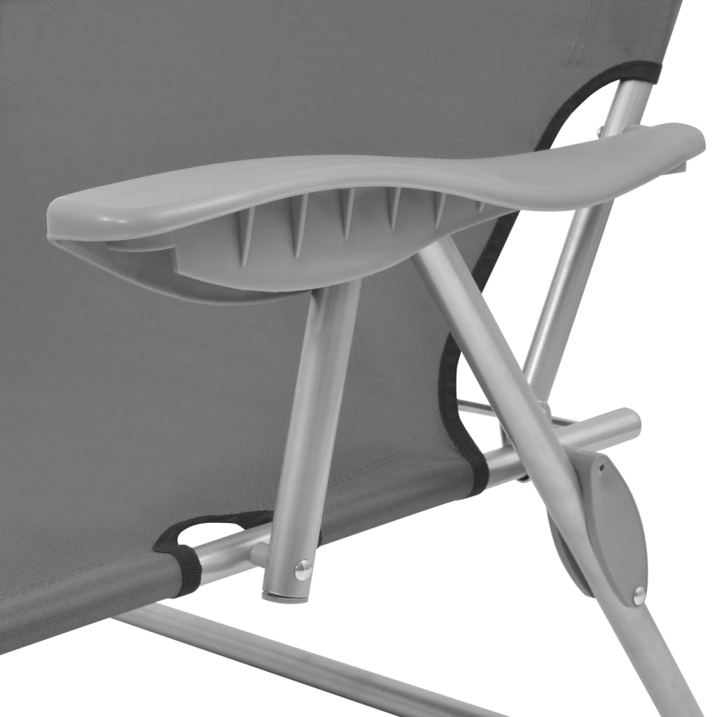 Grey Sun Lounger with Canopy