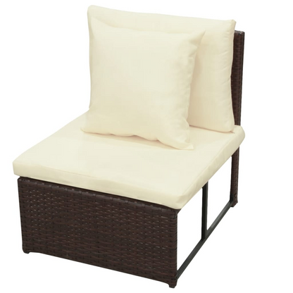  8 Piece Brown Poly Rattan Garden Lounge Set with Cushions