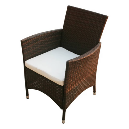  7 Piece Brown Poly Rattan Outdoor Dining Set with Cushions