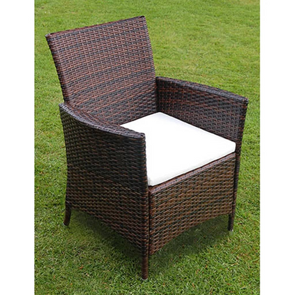 5 Piece Brown Poly Rattan Outdoor Dining Set with Cushions