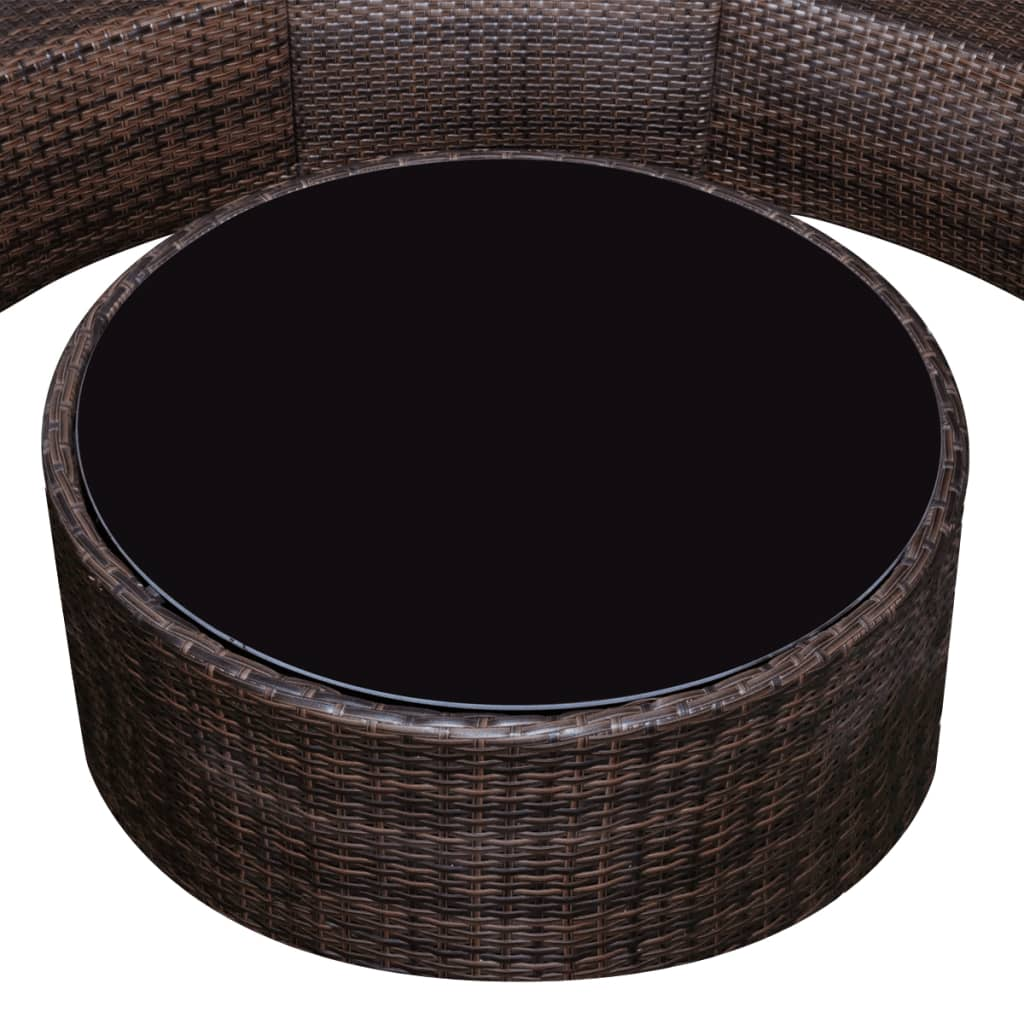  6 Piece Brown Poly Rattan Garden Lounge Set with Cushions