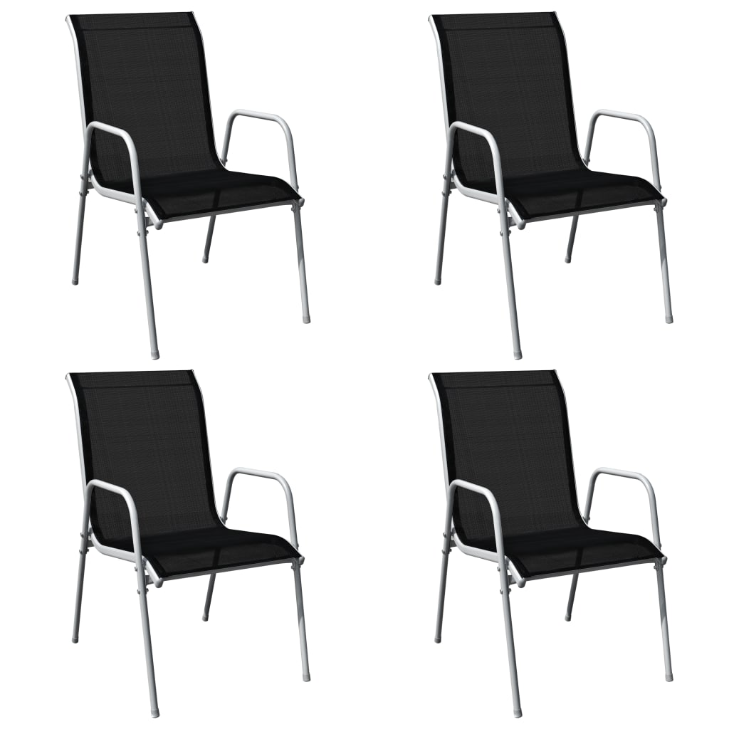 5 Piece Outdoor Dining Set Steel Black