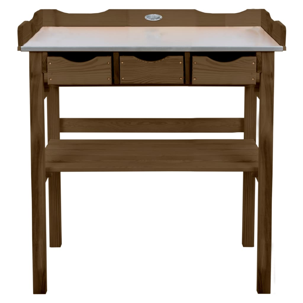 Esschert Design Potting Table with Drawers- Brown