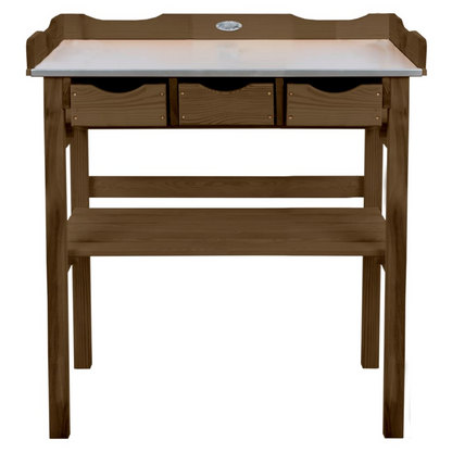 Esschert Design Potting Table with Drawers- Brown