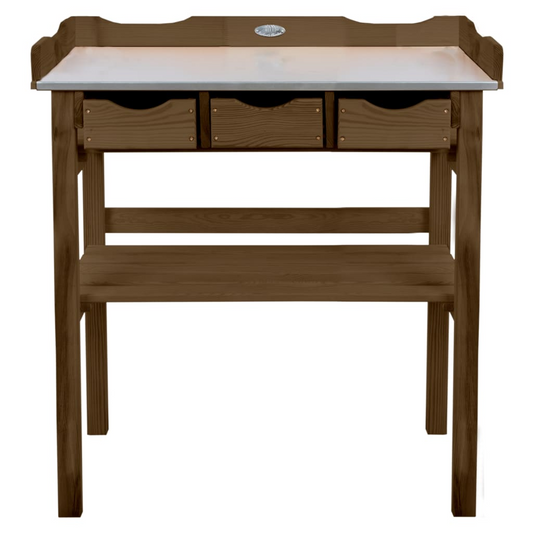 Esschert Design Potting Table with Drawers- Brown