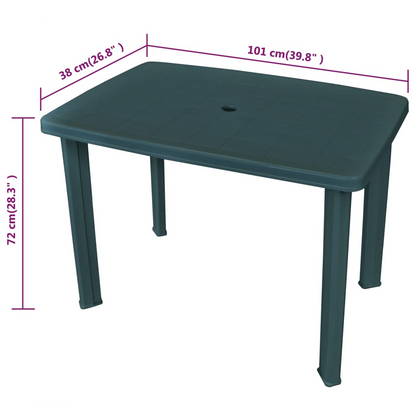  Green Plastic Garden Table  101x68x72 cm