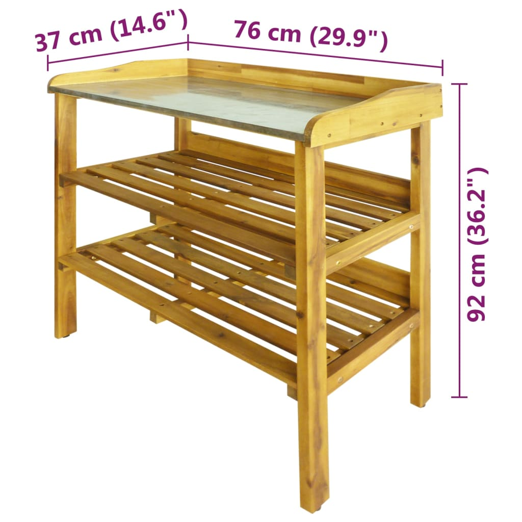 Potting Bench with 2 Shelves