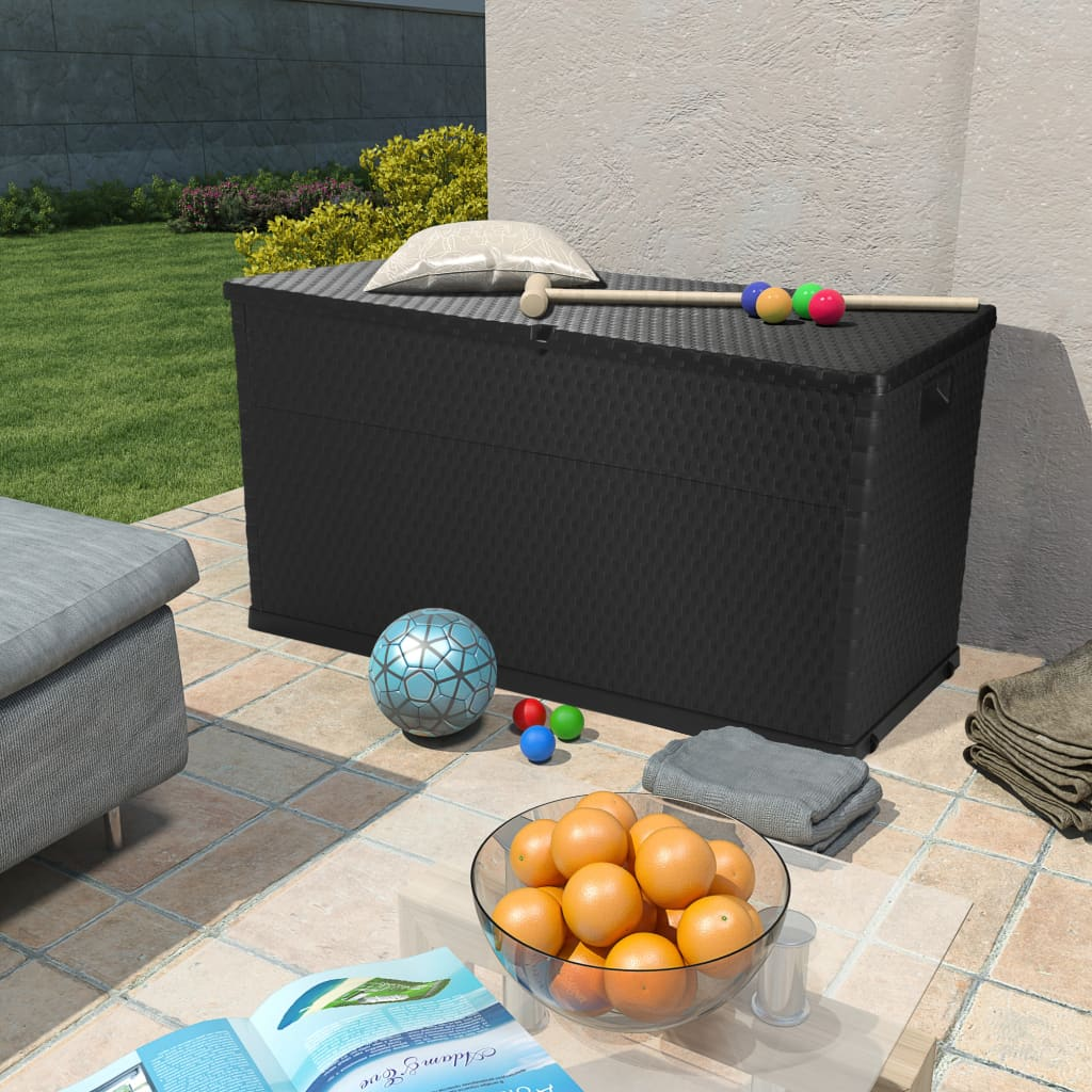 Anthracite Rattan Garden Storage Box  120x56x63 cm