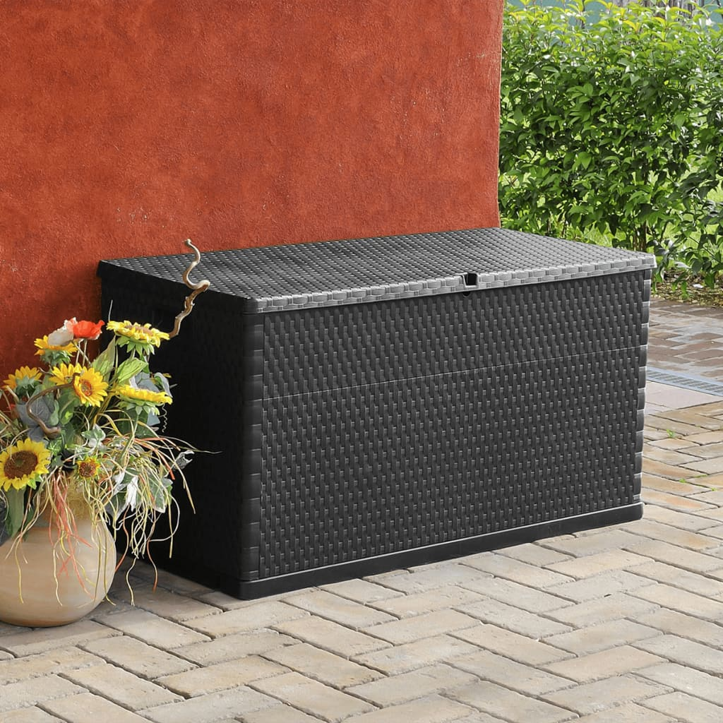 Anthracite Rattan Garden Storage Box  120x56x63 cm