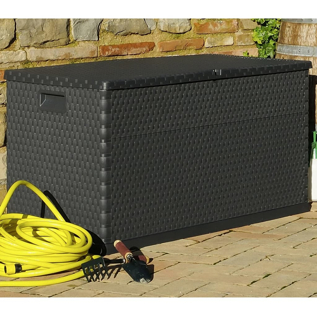 Anthracite Rattan Garden Storage Box  120x56x63 cm