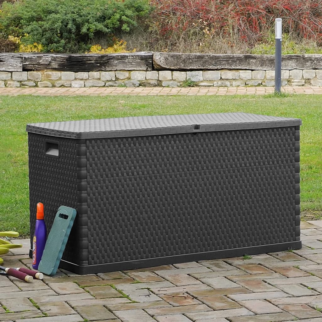 Anthracite Rattan Garden Storage Box  120x56x63 cm