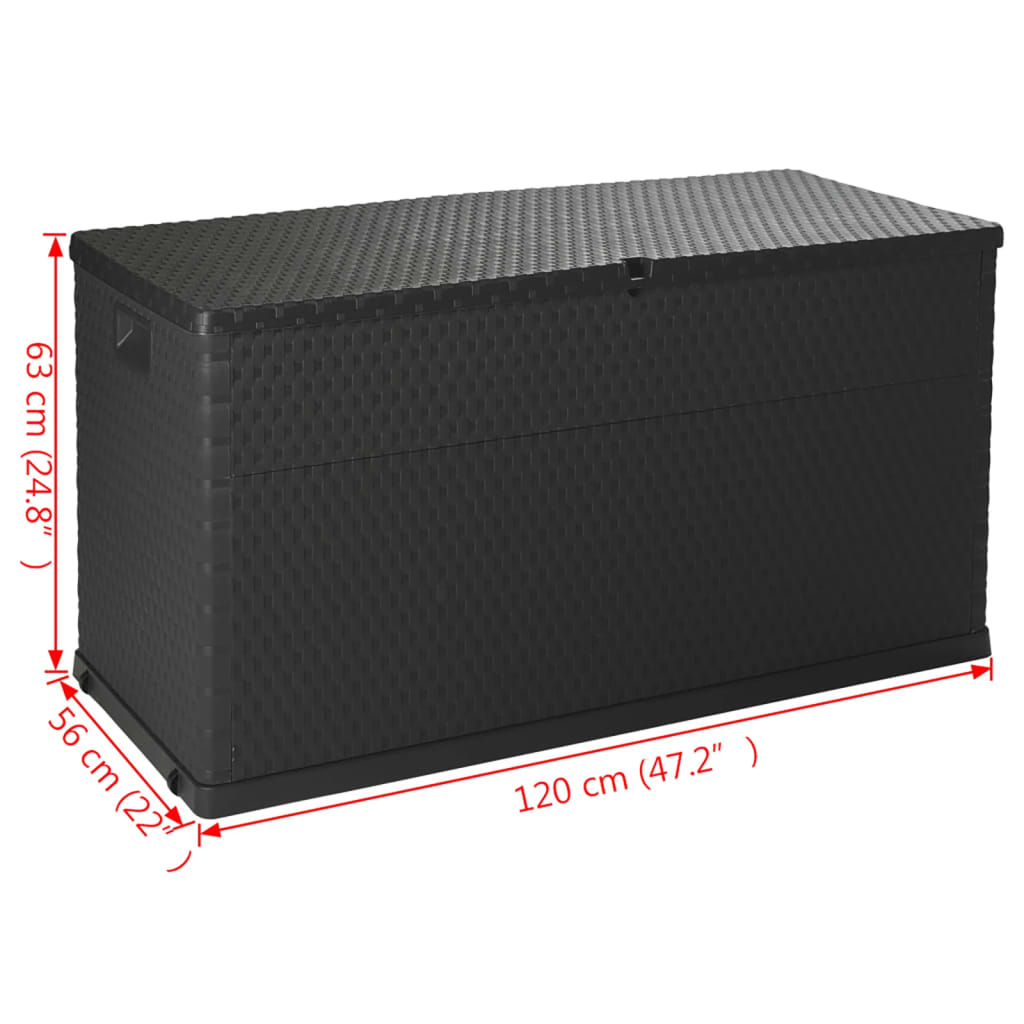 Anthracite Rattan Garden Storage Box  120x56x63 cm