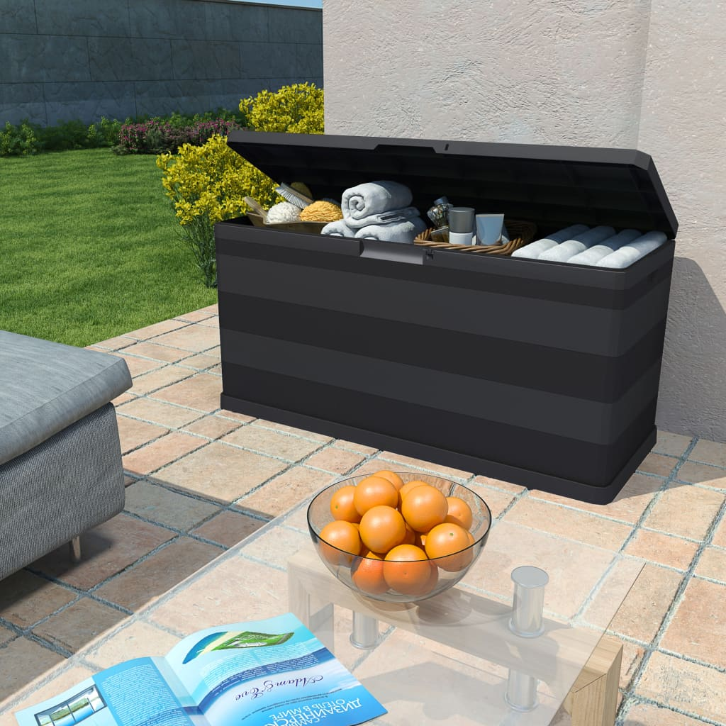  Black Garden Storage Box 117x45x56 cm