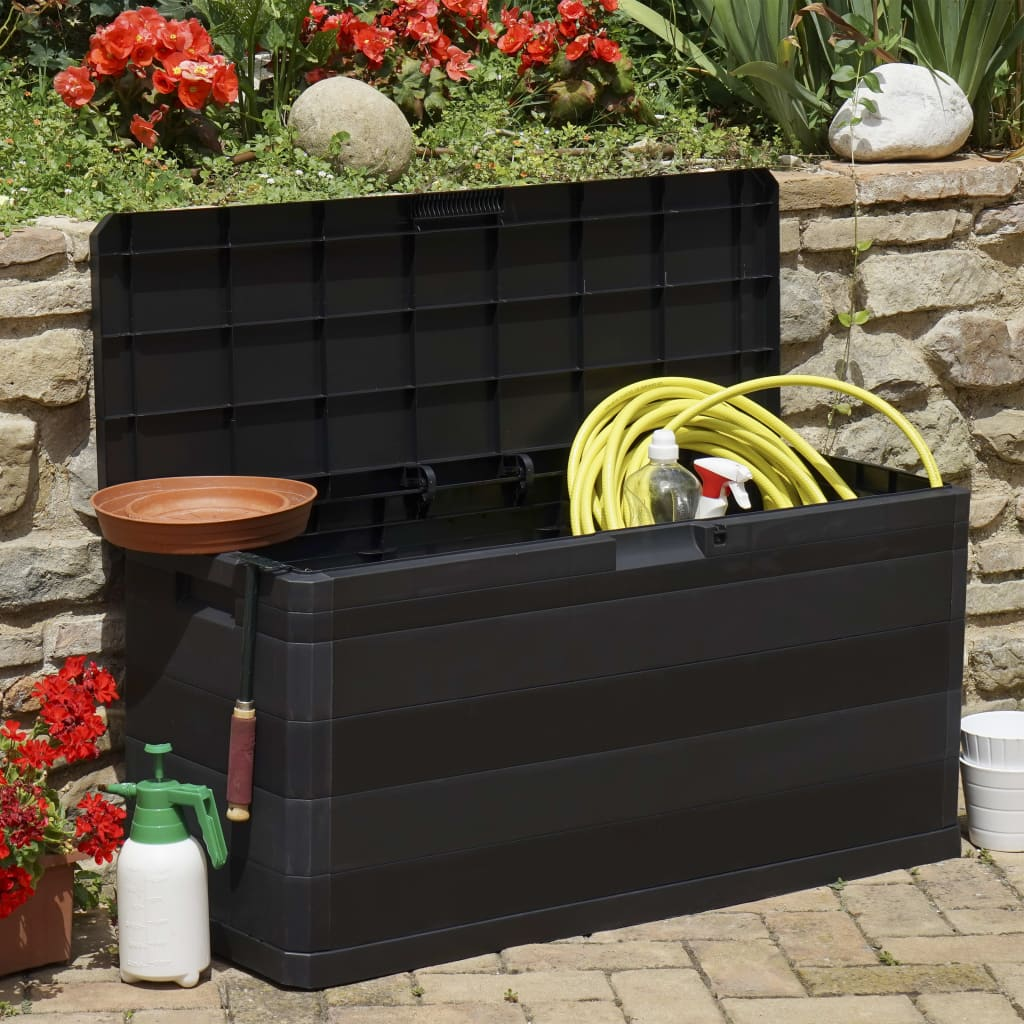  Black Garden Storage Box 117x45x56 cm