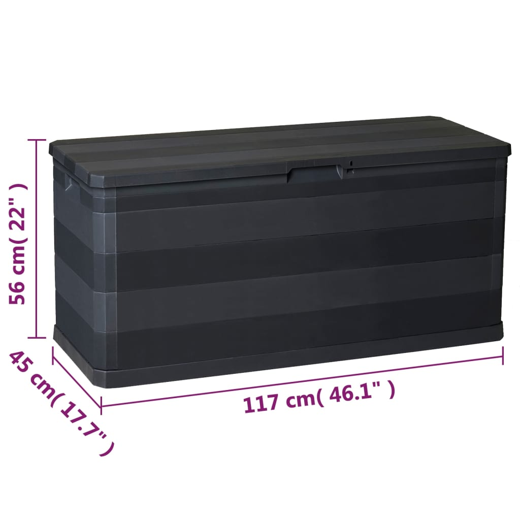  Black Garden Storage Box 117x45x56 cm