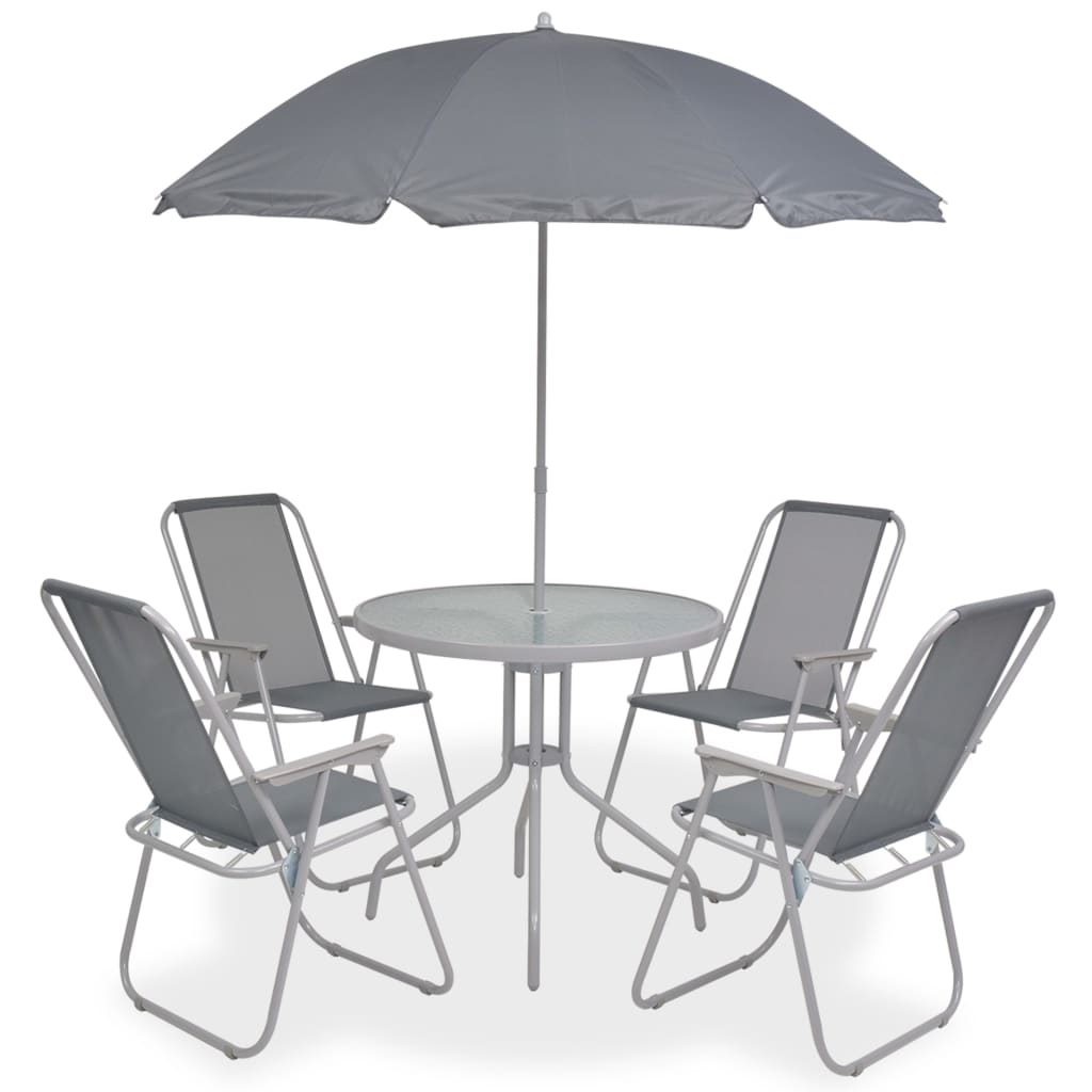 6 Piece Steel and Textilene Grey Outdoor Dining Set