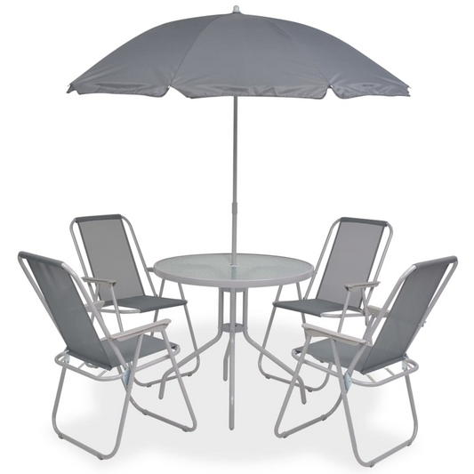 6 Piece Steel and Textilene Grey Outdoor Dining Set