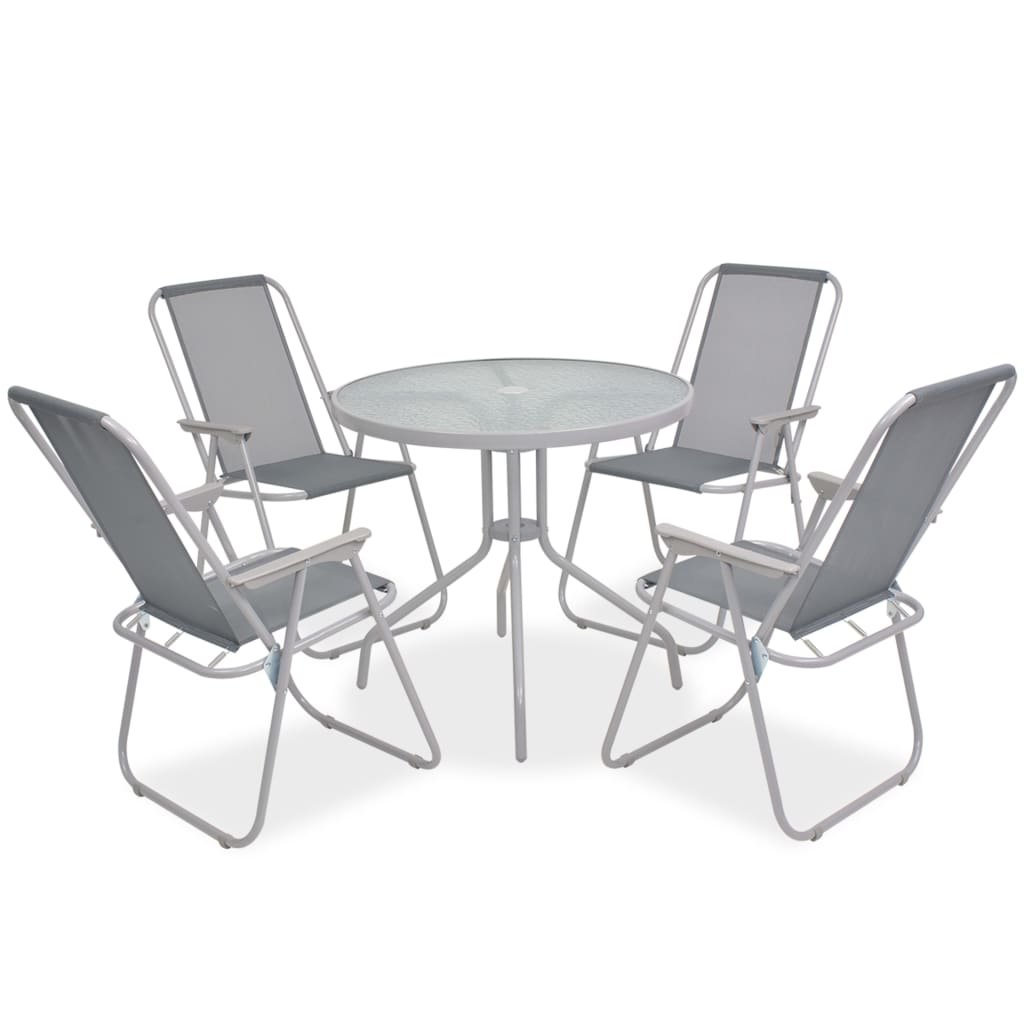 6 Piece Steel and Textilene Grey Outdoor Dining Set