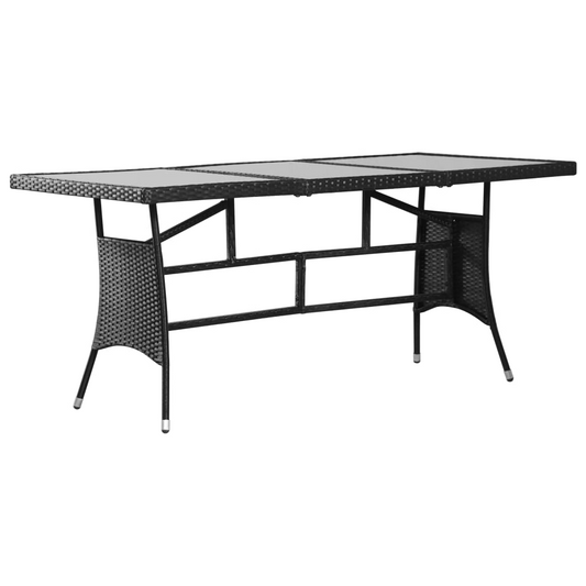 Poly Rattan Garden Table Black 170x80x74 cm 