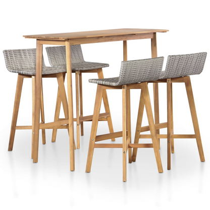 5 Piece Solid Acacia Wood Outdoor Dining Set