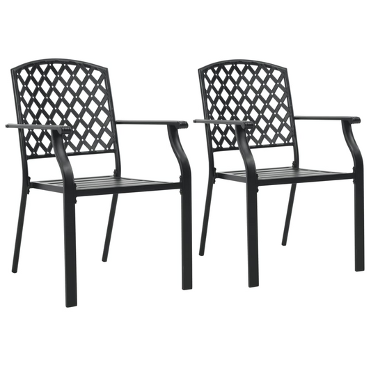 Black Steel Stackable Outdoor Chairs 2 pcs