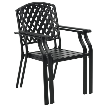 Black Steel Stackable Outdoor Chairs 2 pcs