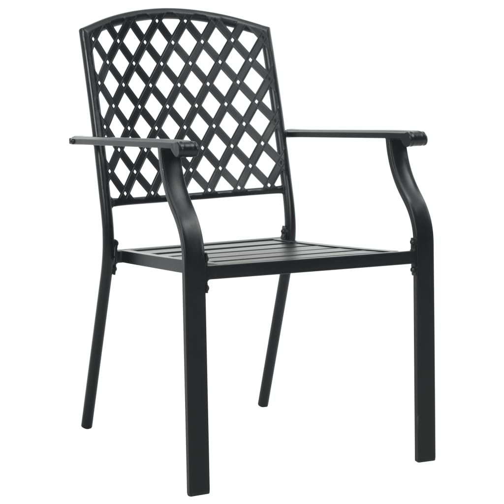 Black Steel Stackable Outdoor Chairs 2 pcs