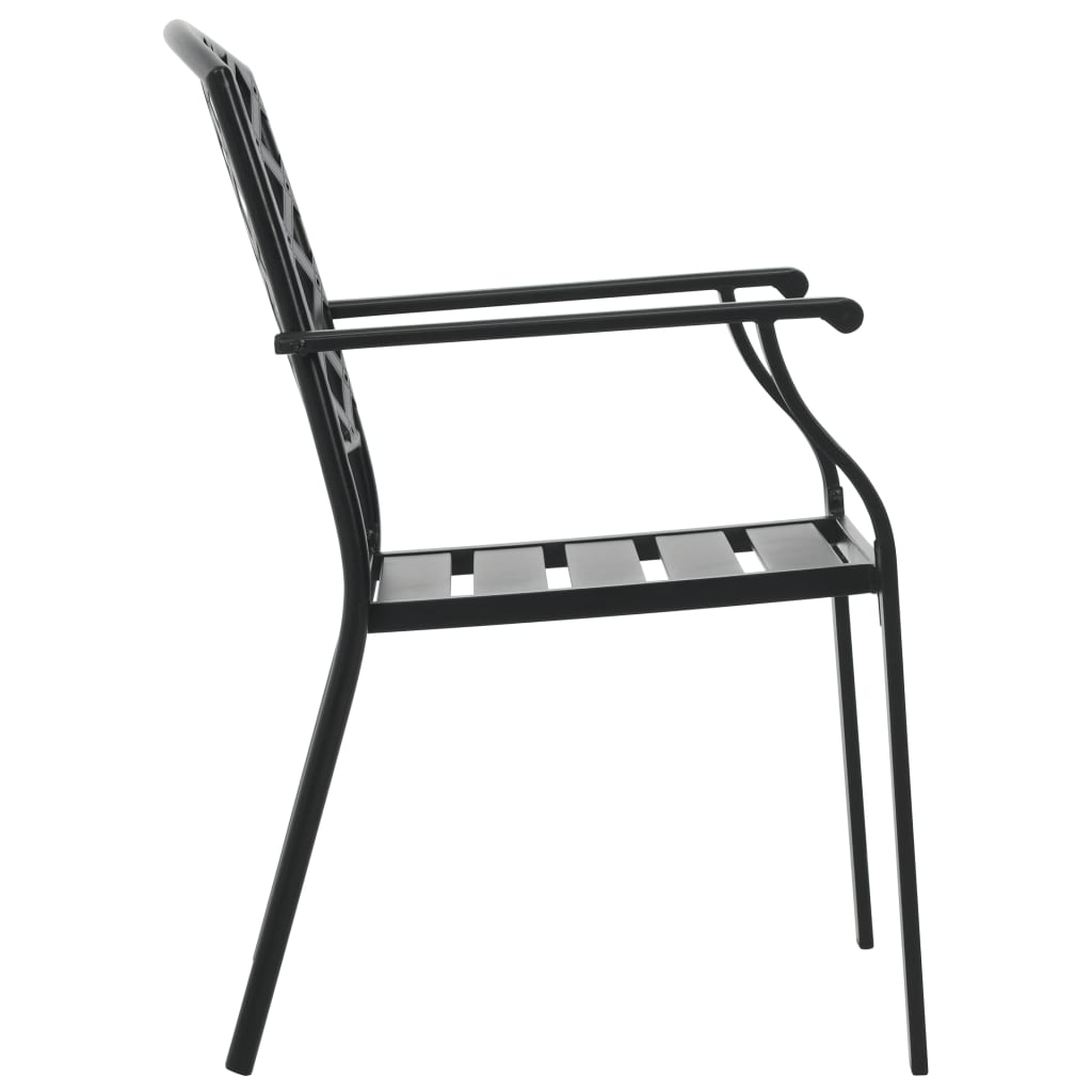 Black Steel Stackable Outdoor Chairs 2 pcs