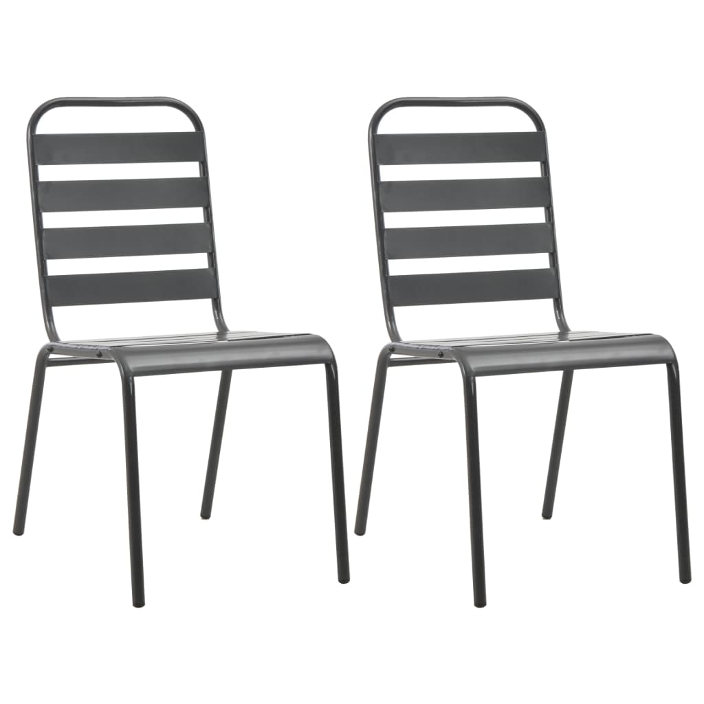 Steel Grey Stackable Outdoor Chairs 2 pcs