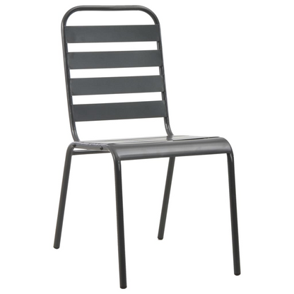 Steel Grey Stackable Outdoor Chairs 2 pcs