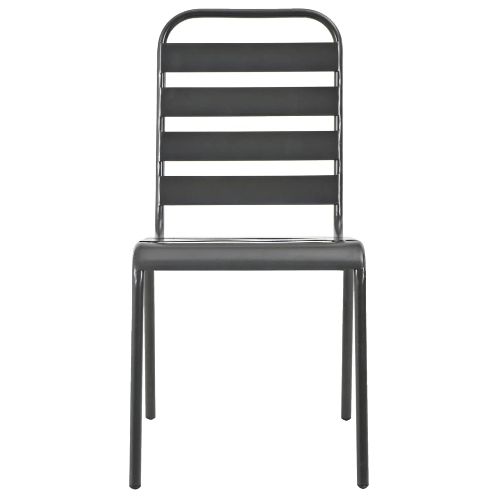 Steel Grey Stackable Outdoor Chairs 2 pcs