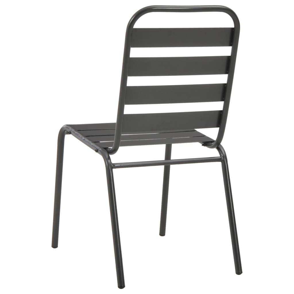 Steel Grey Stackable Outdoor Chairs 2 pcs