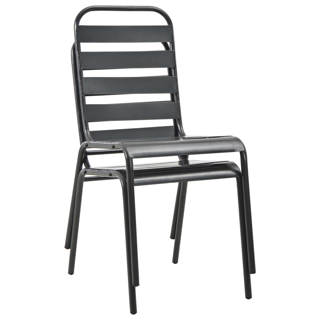 Steel Grey Stackable Outdoor Chairs 2 pcs