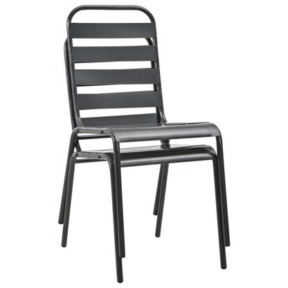 Steel Grey Stackable Outdoor Chairs 2 pcs